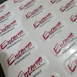 Dome adhesivo de resina epóxica rectangular personalizado con logo — PinsPro Chile
