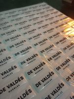Dome adhesivo de resina epóxica rectangular personalizado con logo — PinsPro Chile