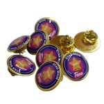 Pin metálico con resina circular personalizado con logo — PinsPro Chile