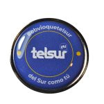 Pin metálico con resina circular personalizado con logo — PinsPro Chile